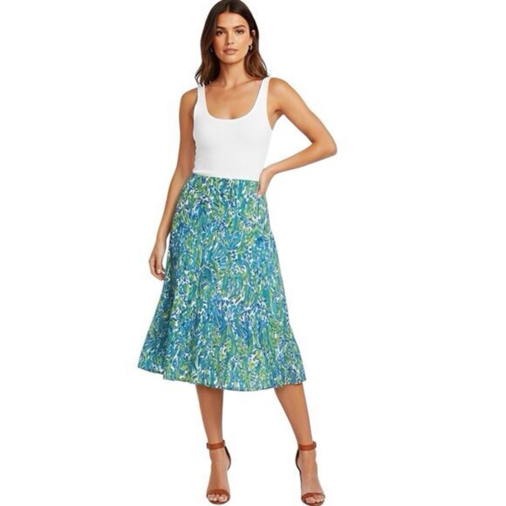 Chico’s Skirt Sz 0 Sz Small Sz 4 Fit & Flare Lined Spring Summer Vibrant Green